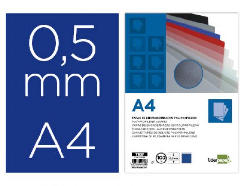 Capa encadernacao liderpapel polipropileno a4 0.5mm azul opaco embalagem de 100 unidades , Liderpapel , 6948 , 8423473069480